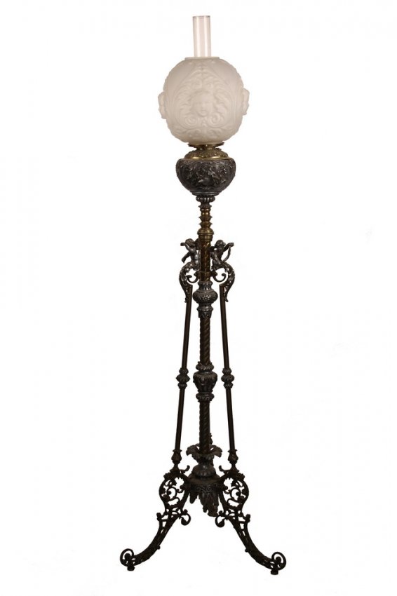ORNATE PIANO LAMP Victorian Kerosene Floor Lamp in Lot 976