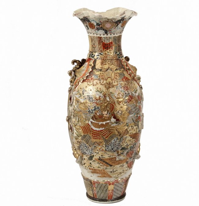 JAPANESE MONUMENTAL FLOOR VASE 19th c Satsuma Palace Lot 1106