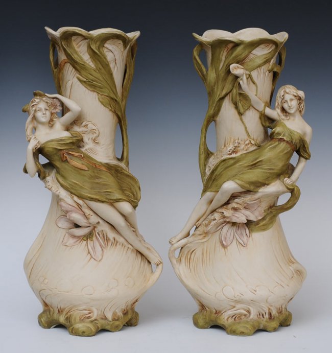 Pair of Royal Dux Art Nouveau Vases : Lot 10