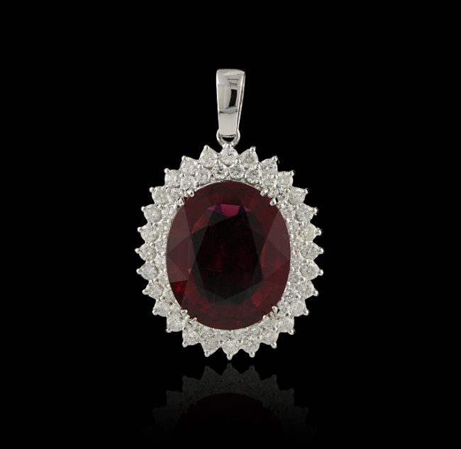 14KT White Gold 19.70ct Rubellite Tourmaline and Diamon