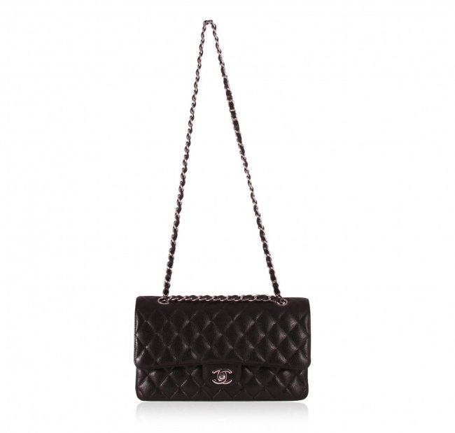 Authentic Vintage Chanel Medium Flap Bag in Black : Lot 440